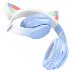 Беспроводные наушники Hoco W42 Cat Ears (Crystal Blue) Thumb