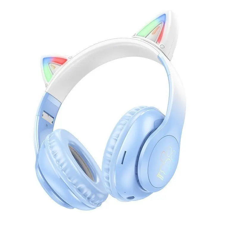 Беспроводные наушники Hoco W42 Cat Ears (Crystal Blue)