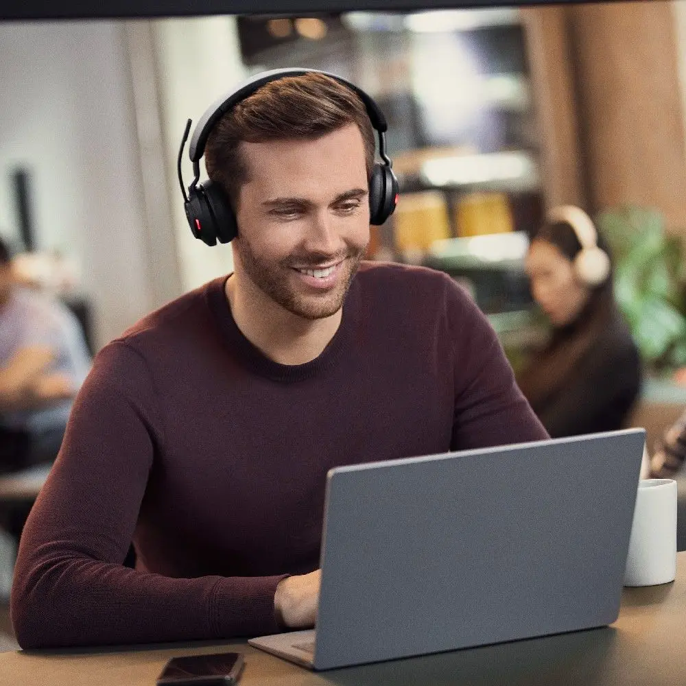 Casti fara fir Jabra Evolve2 65 USB-C MS Teams Stereo Charging Stand (Black)