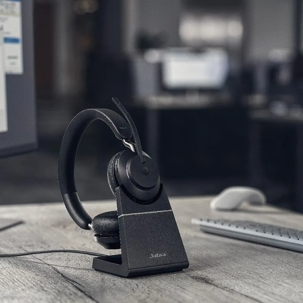 Casti fara fir Jabra Evolve2 65 USB-C MS Teams Stereo Charging Stand (Black)