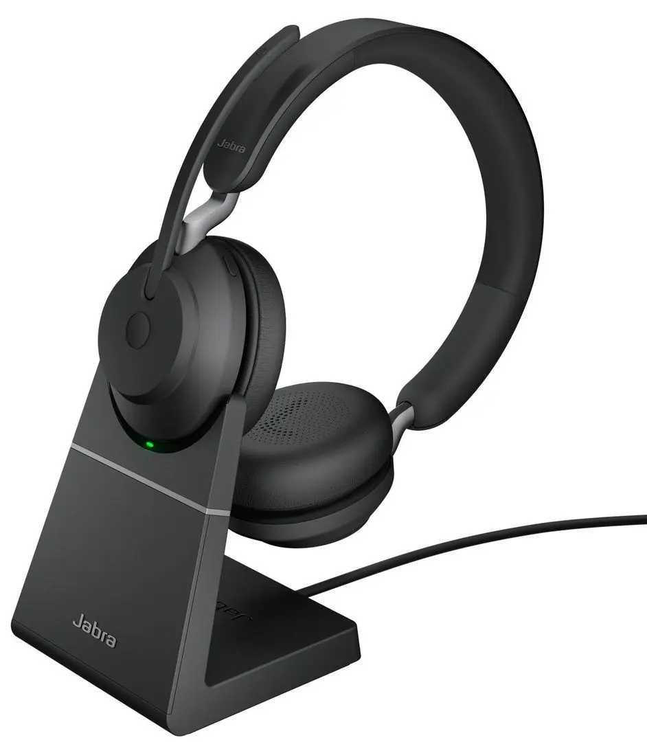 Casti fara fir Jabra Evolve2 65 USB-C MS Teams Stereo Charging Stand (Black)