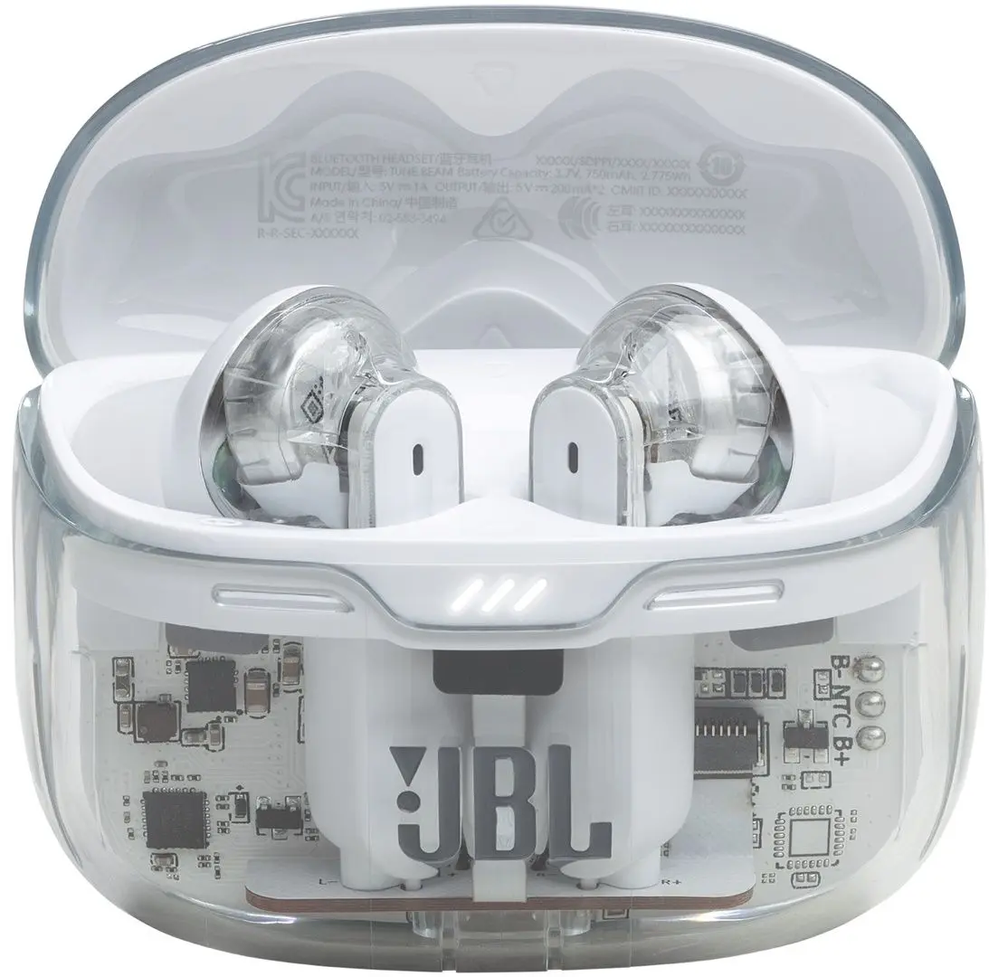 Casti fara fir JBL Tune Beam Ghost Edition (White)