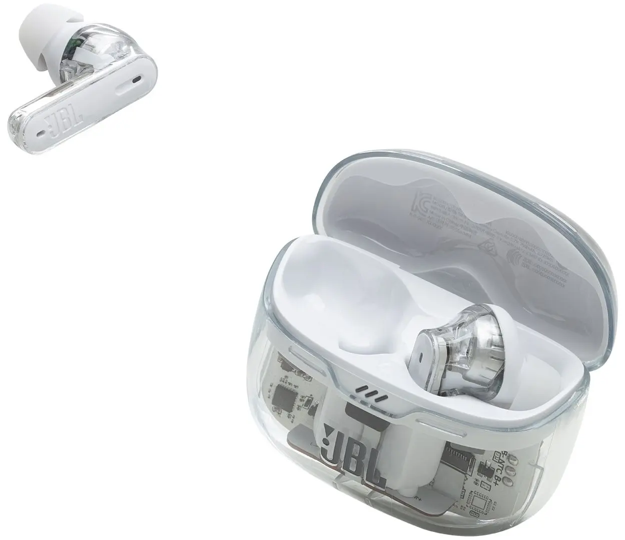 Casti fara fir JBL Tune Beam Ghost Edition (White)