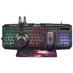 Set tastatura + mouse + covoras + casti Xtrike Me CMX-410 (Black)