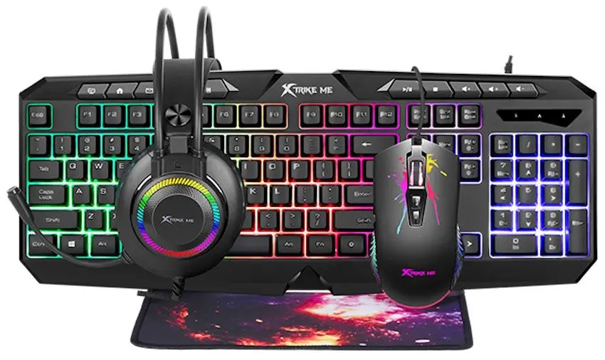 Set tastatura + mouse + covoras + casti Xtrike Me CMX-410 (Black)