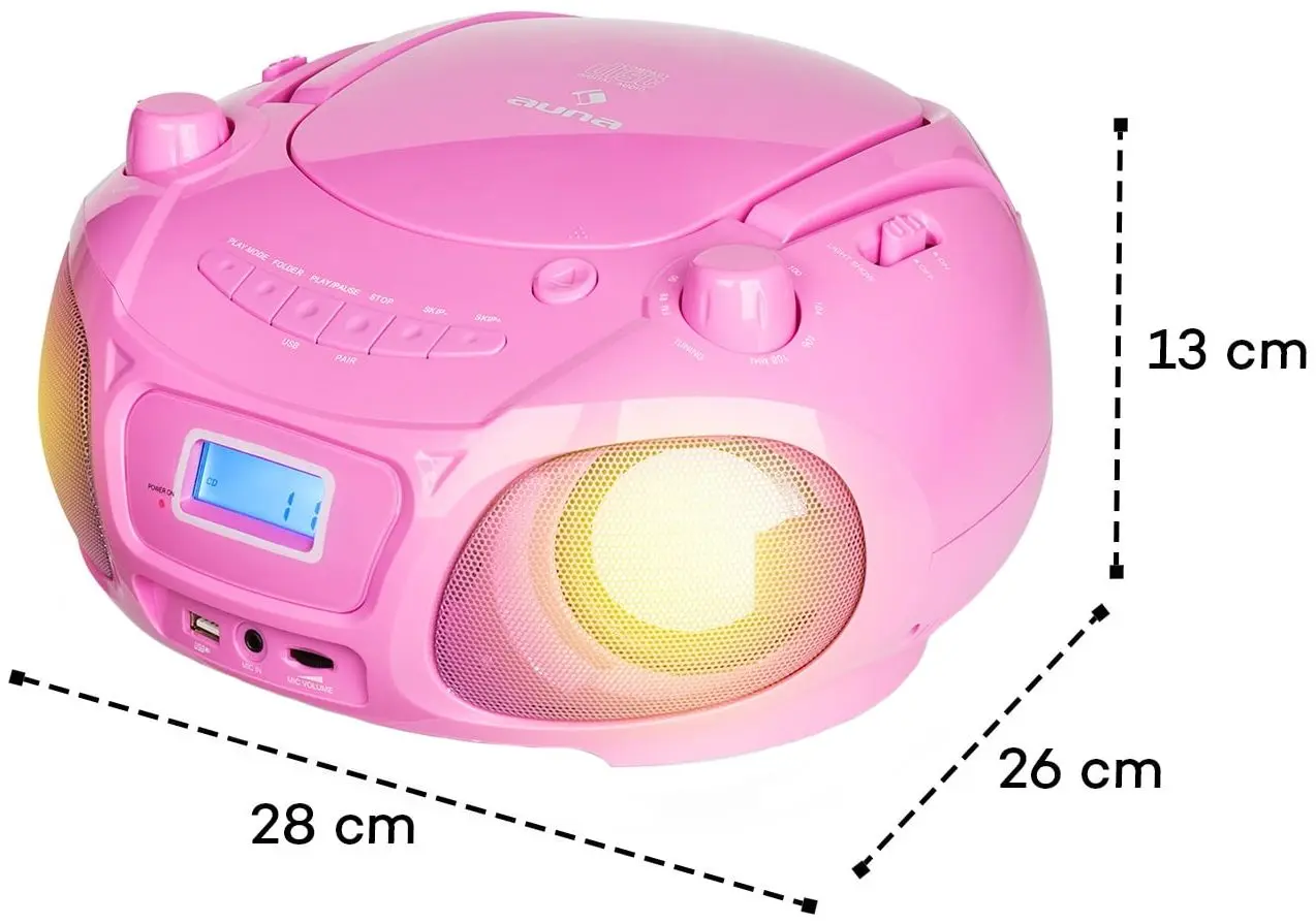 Магнитола Auna Roadie Sing CD Boombox (Pink) - 4