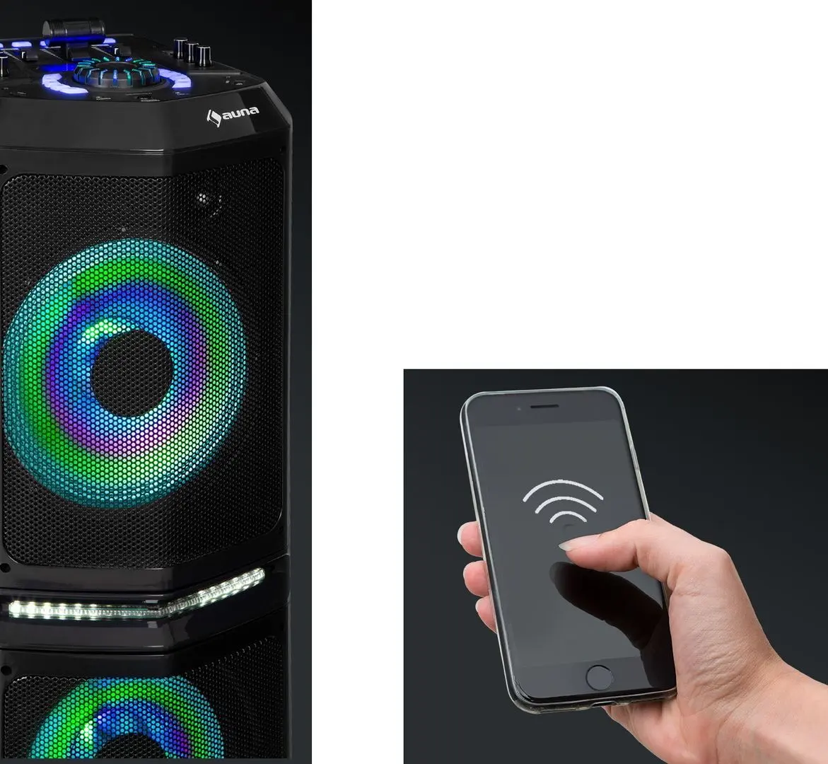 Портативная акустическая система Auna Clubmaster TripleBeat (Black) - 7