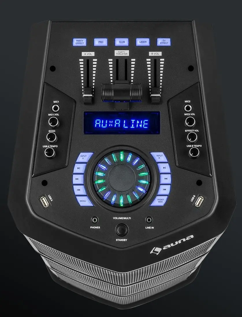 Портативная акустическая система Auna Clubmaster TripleBeat (Black) - 5