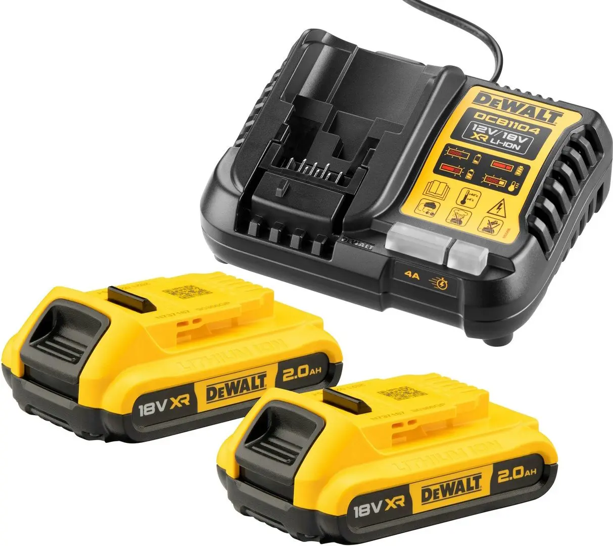Набор аккумулятор + зарядное устройство Dewalt 2x2.0Ah 18V + DCB1104D2