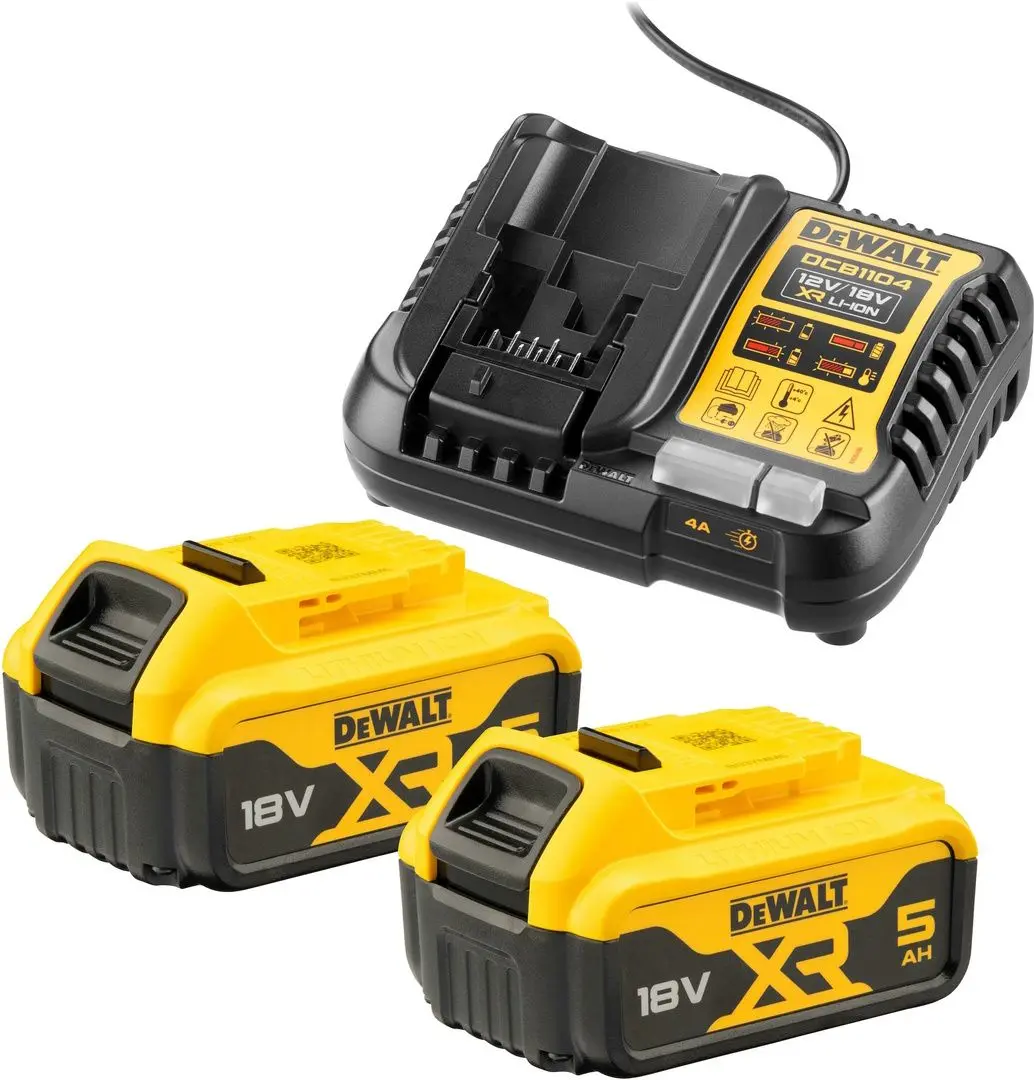 Набор аккумулятор + зарядное устройство Dewalt 5.0Ah 18V + DCB1104P2