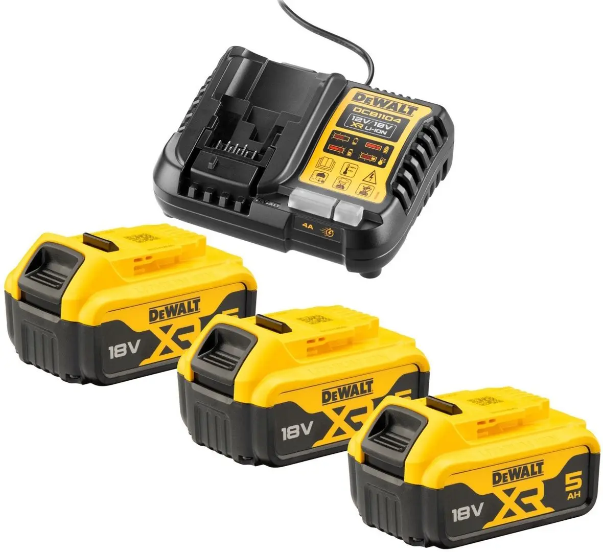 Set incarcator + acumulatoare DeWALT DCB1104P3