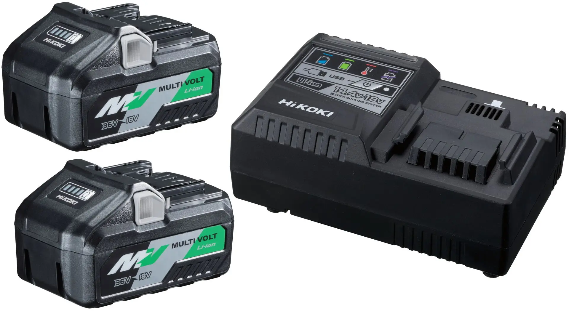 Set acumulatoare + incarcator Hikoki 18V 2.5 Ah + 36V 5 Ah UC18YSL3WEZ