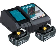 Set acumulatoare + incarcator Makita 197570-9 2 x BL1850B 18V 5.0Ah + DC18RC