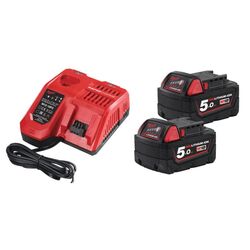 Набор аккумуляторов + зарядное устройство Milwaukee M18 NRG-502 (Red/Black)