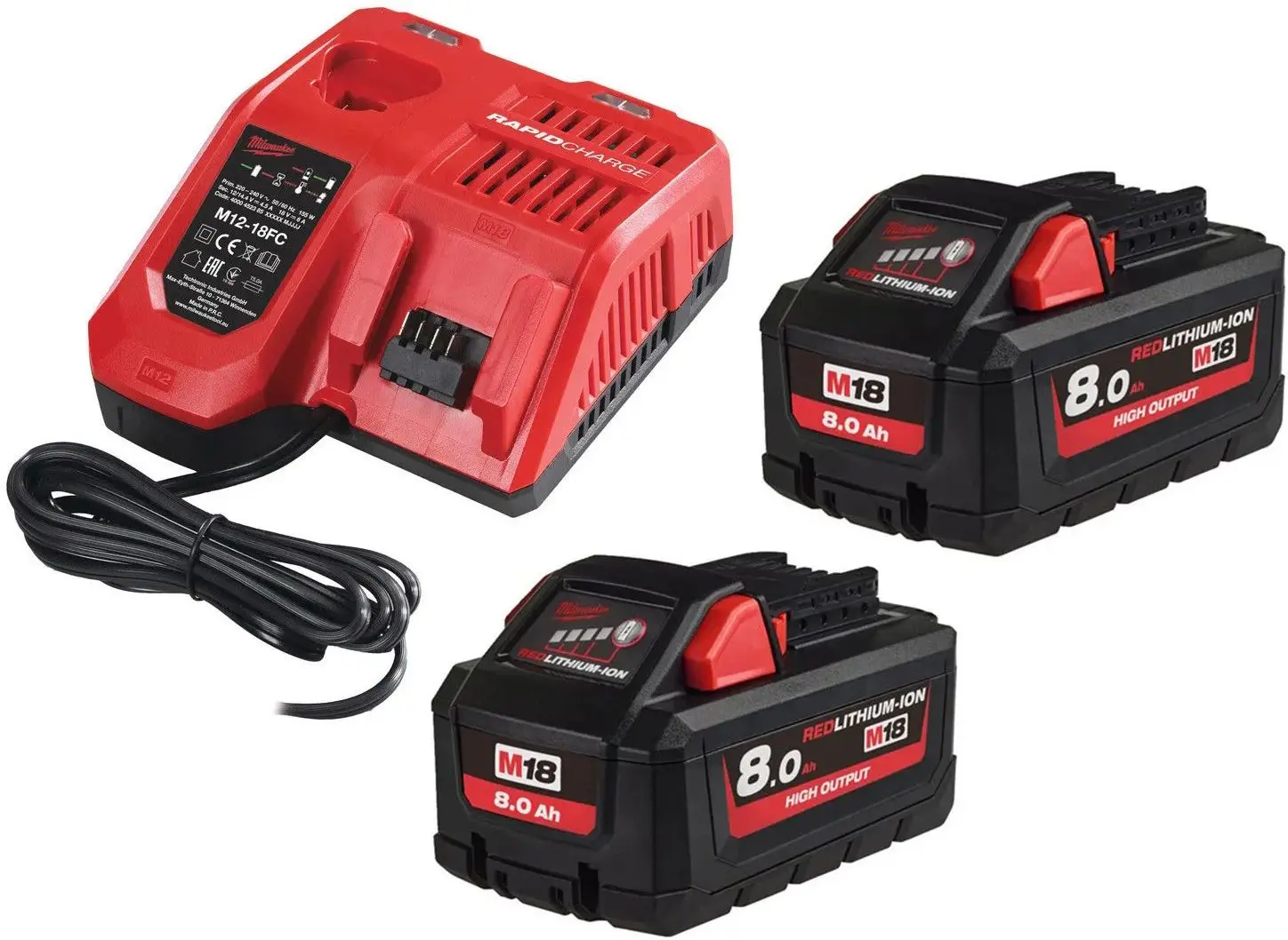 Набор зарядное устройство + аккумуляторы Milwaukee M18 HNRG-802