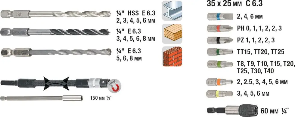 Set de biți și burghie KWB 49106300 - 2