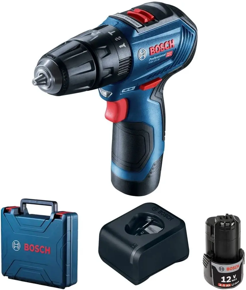 Аккумуляторная дрель-шуруповерт Bosch GSB 12V-30 + 2хGBA 12V 2.0Ah + GAL 12V-40 + Case