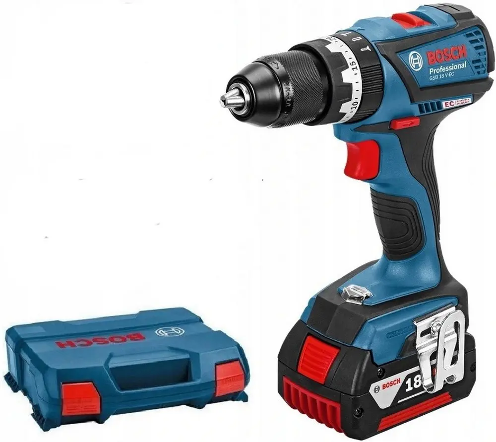 Masina de gaurit si insurubat cu acumulator Bosch GSB 18V-EC + GBA 18V 2.0Ahx2 + Case