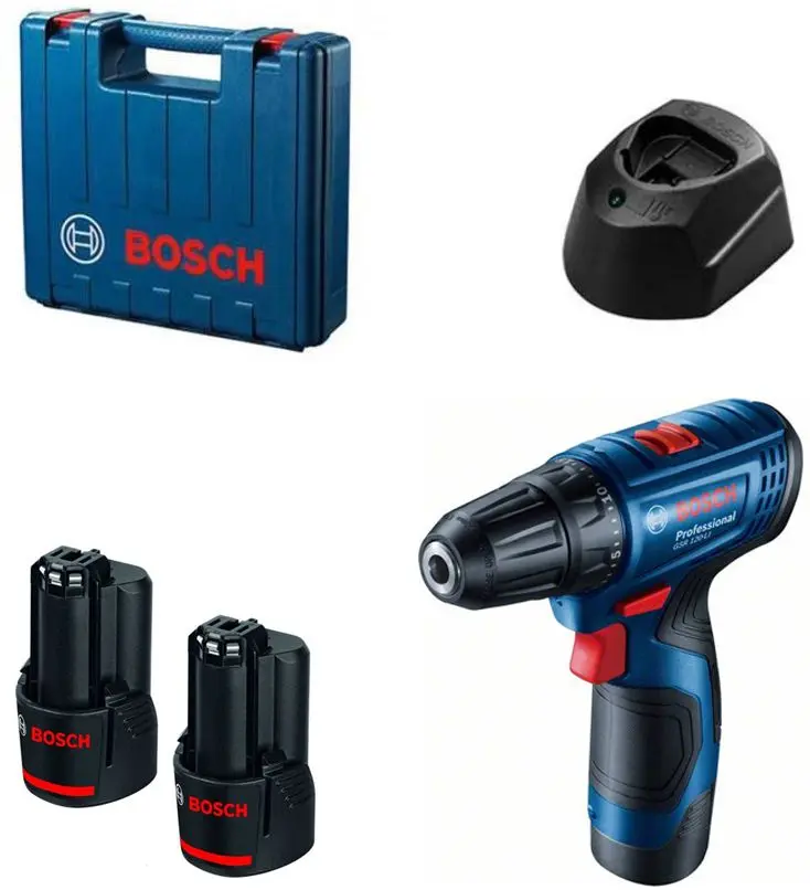 Masina de gaurit si insurubat cu acumulator Bosch Professional GSR 120 Li + Akku GBA 12V Li-Ion 2 Ahx2 + GAL 1210 CV + Case
