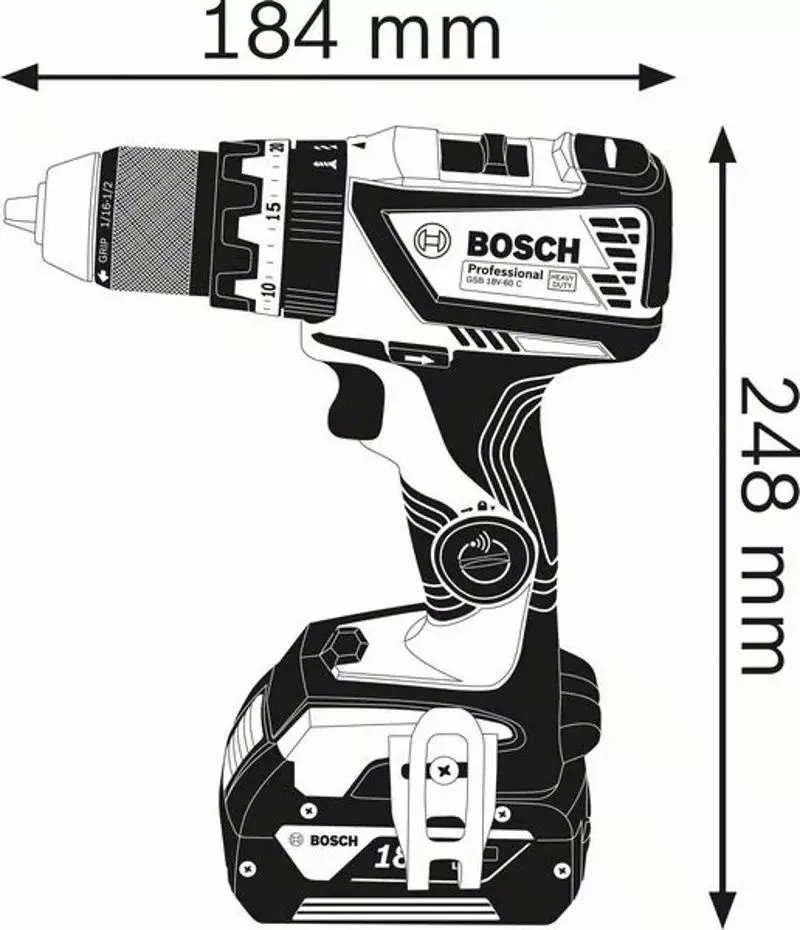 Аккумуляторная ударная дрель-шуруповерт Bosch Professional GSB 18V-60 C + GBA 18V 5.0Ah 2x + GAL 1880 CV + L-Boxx 136 - 2