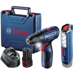 Masina de gaurit si insurubat cu acumulator + lanterna Bosch Professional GSR 120-LI + GLI 12V-300