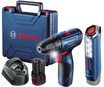 Masina de gaurit si insurubat cu acumulator + lanterna Bosch Professional GSR 120-LI + GLI 12V-300