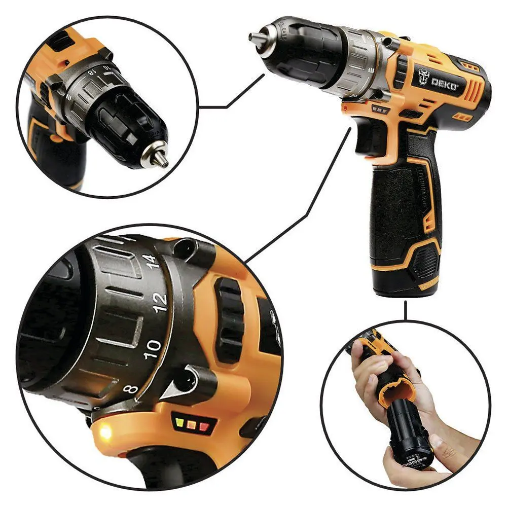 Аккумуляторная дрель-шуруповерт Deko Tools DKCD12XL01-H5 (Yellow/Black)