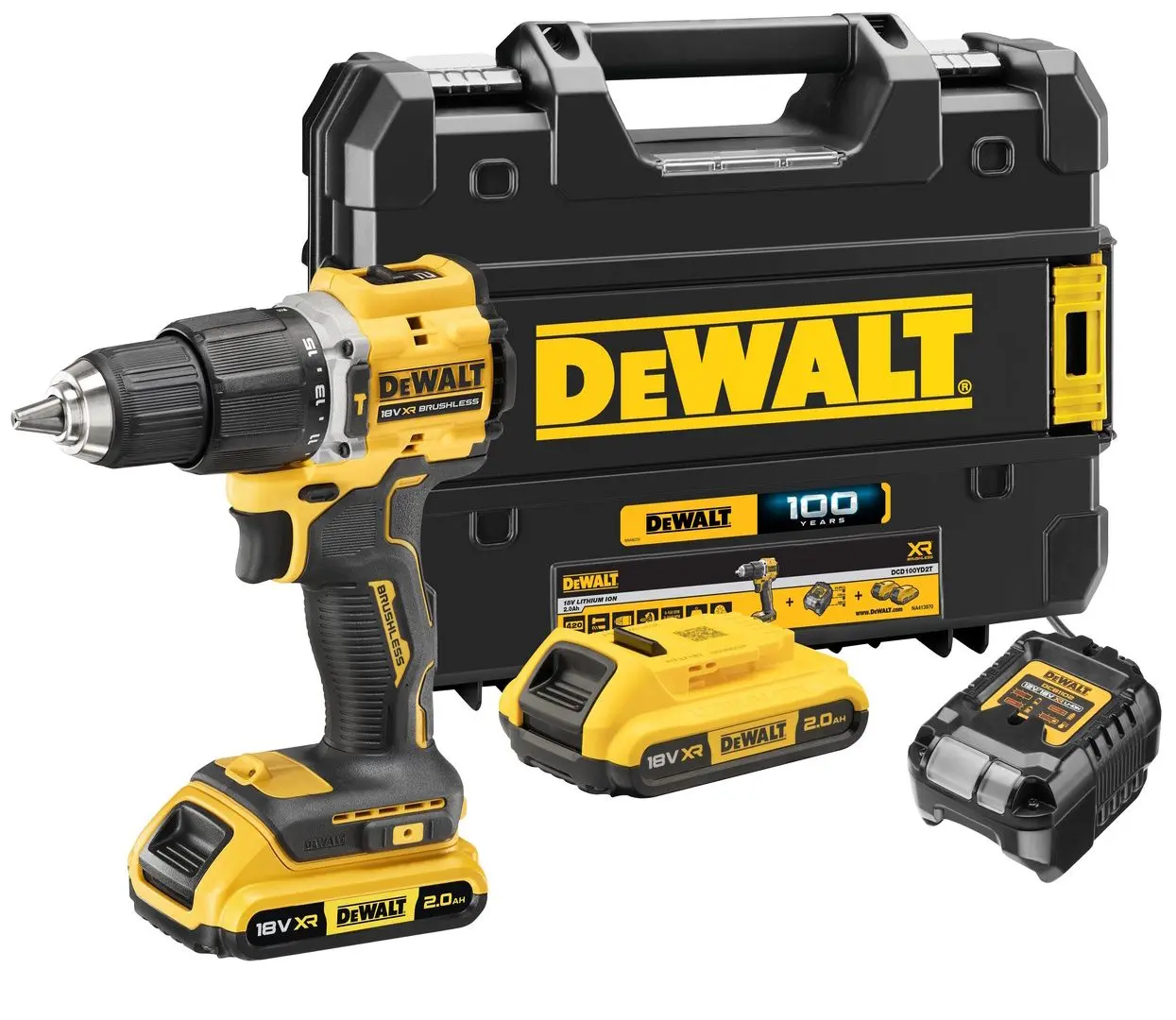 Дрель-шуруповерт аккумуляторная Dewalt DCD100YD2T