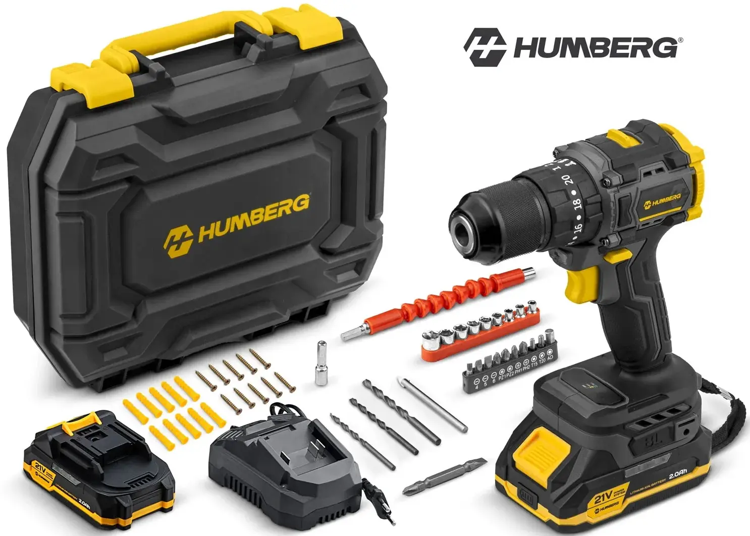 Аккумуляторная ударная дрель-шуруповерт Humberg HM-432 543200 (Yellow/Black) - 2