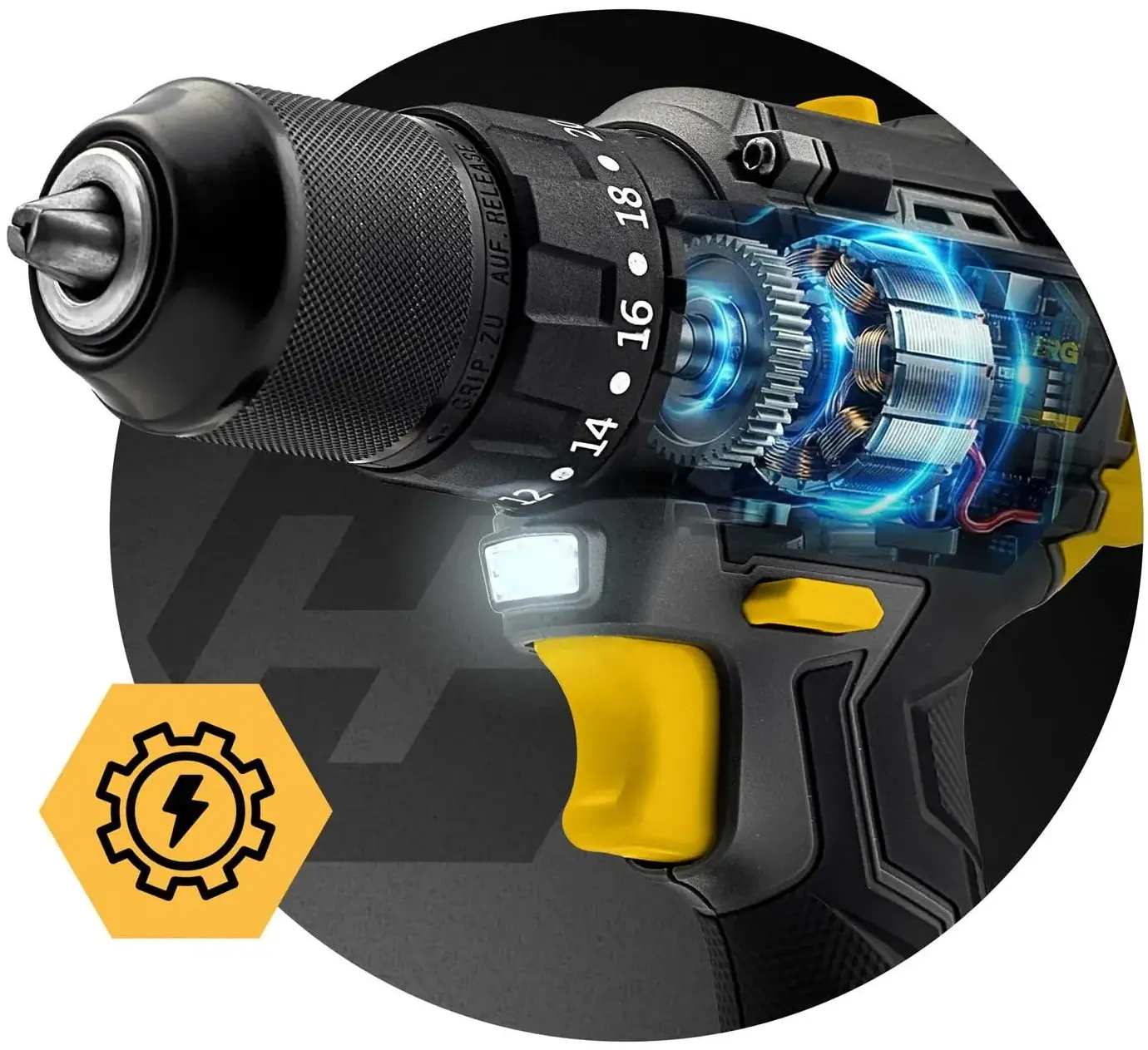Аккумуляторная ударная дрель-шуруповерт Humberg HM-432 543200 (Yellow/Black) - 12