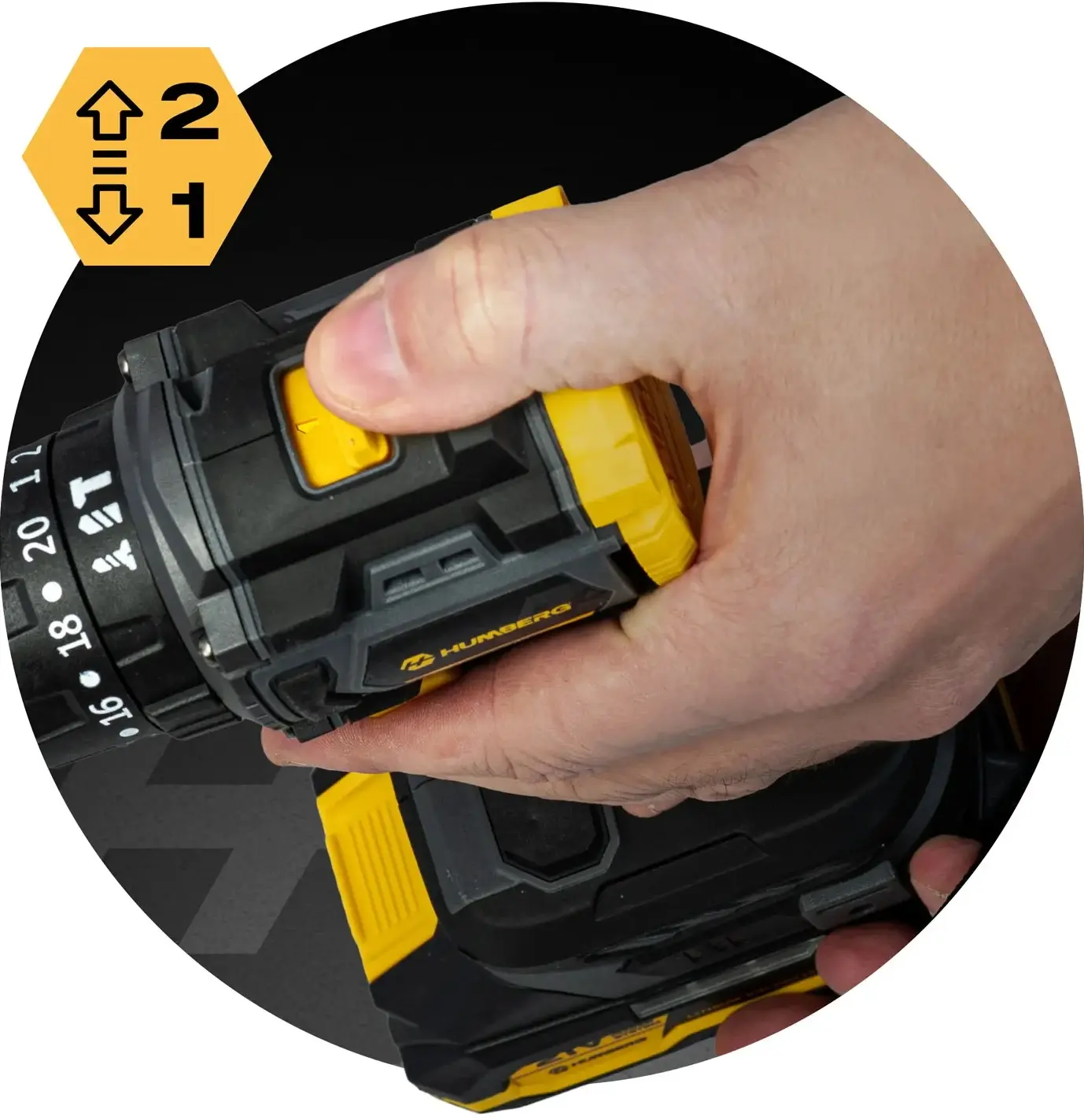 Аккумуляторная ударная дрель-шуруповерт Humberg HM-432 543200 (Yellow/Black) - 6