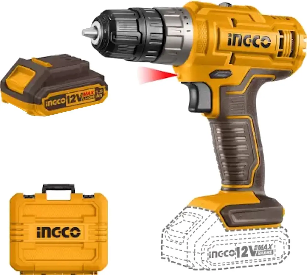 Дрель-шуруповерт аккумуляторная Ingco Industrial CDLI1228 12V 1.5 Ah