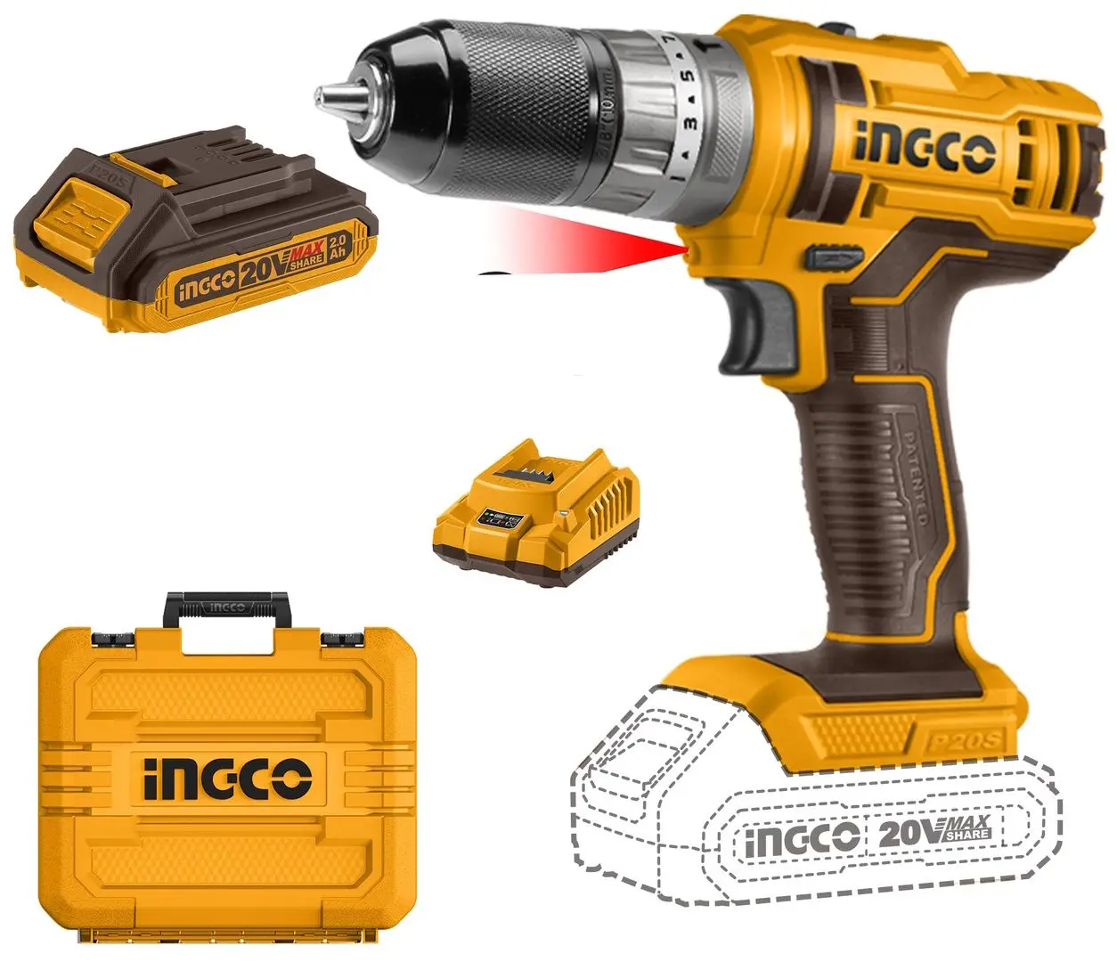 Masina de gaurit si insurubat cu acumulator Ingco Industrial CIDLI201452