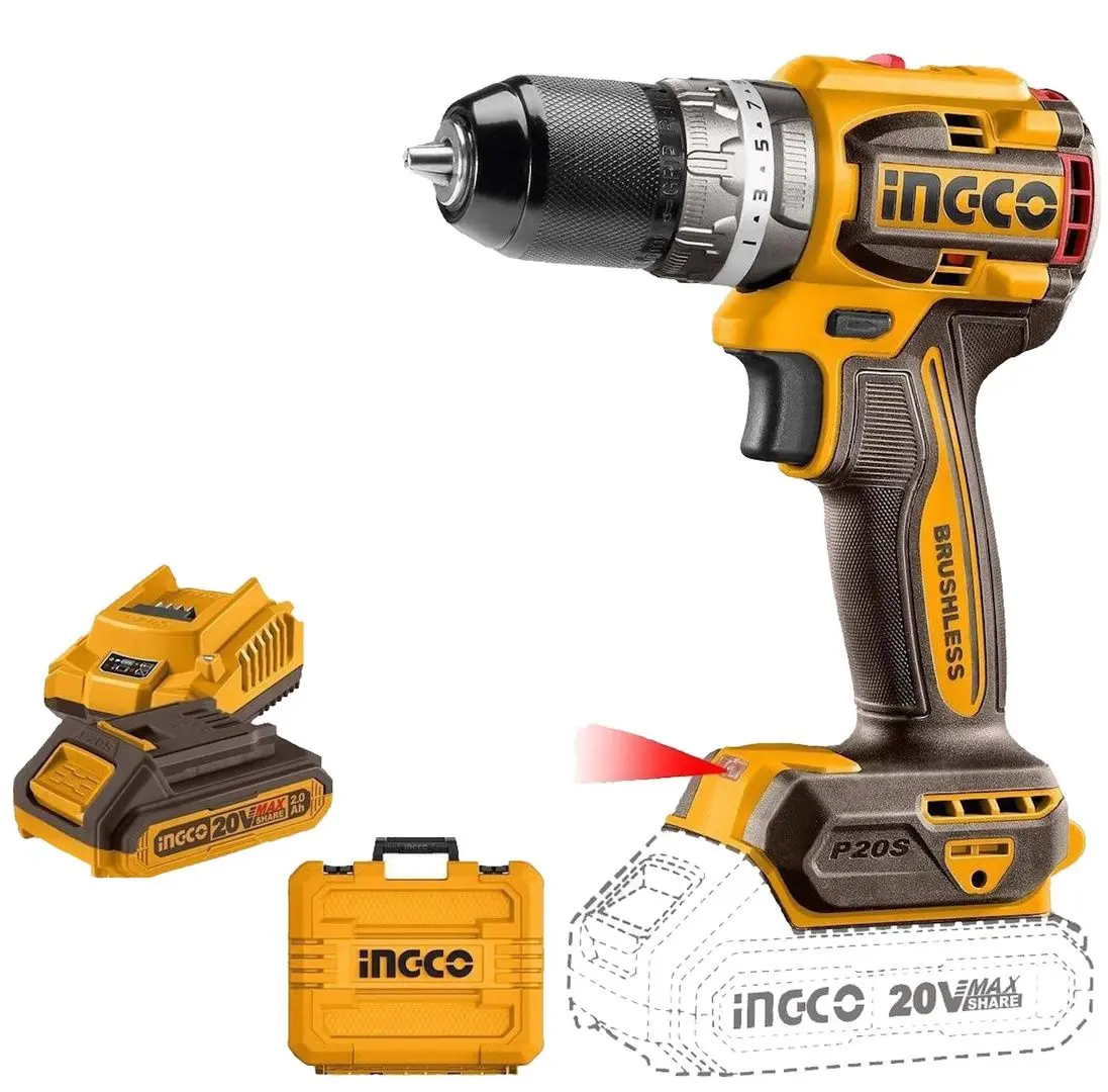 Masina de gaurit si insurubat cu acumulator Ingco Industrial CIDLI20602 20V 2x2Ah