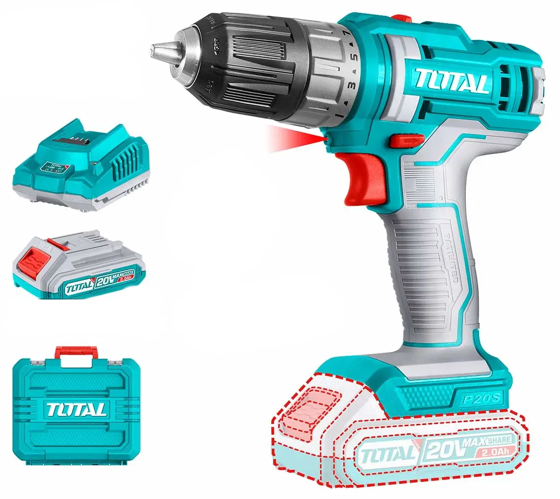 Masina de gaurit si insurubat cu acumulator Total TDLI200528 2x2.0Ah