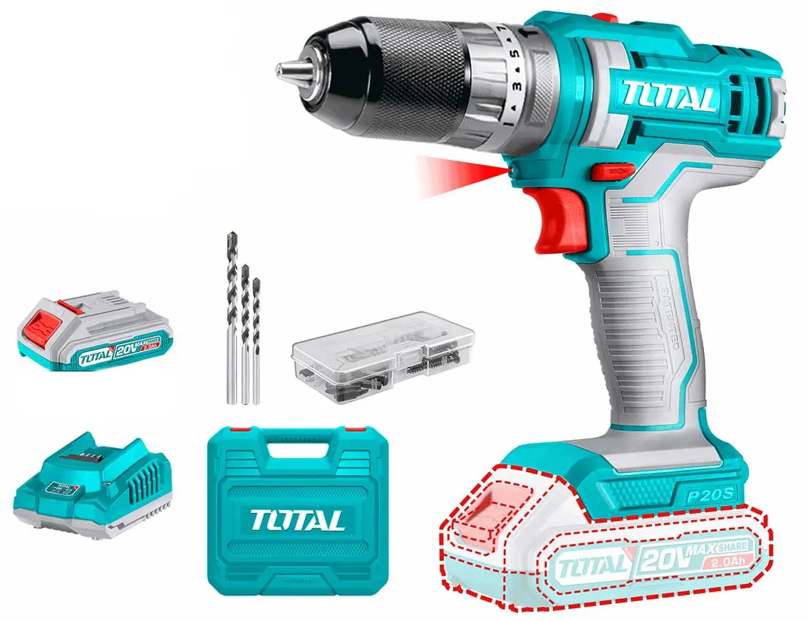 Masina de gaurit si insurubat cu impact si acumulator Total TIDLI201452 2x2.0Ah Set