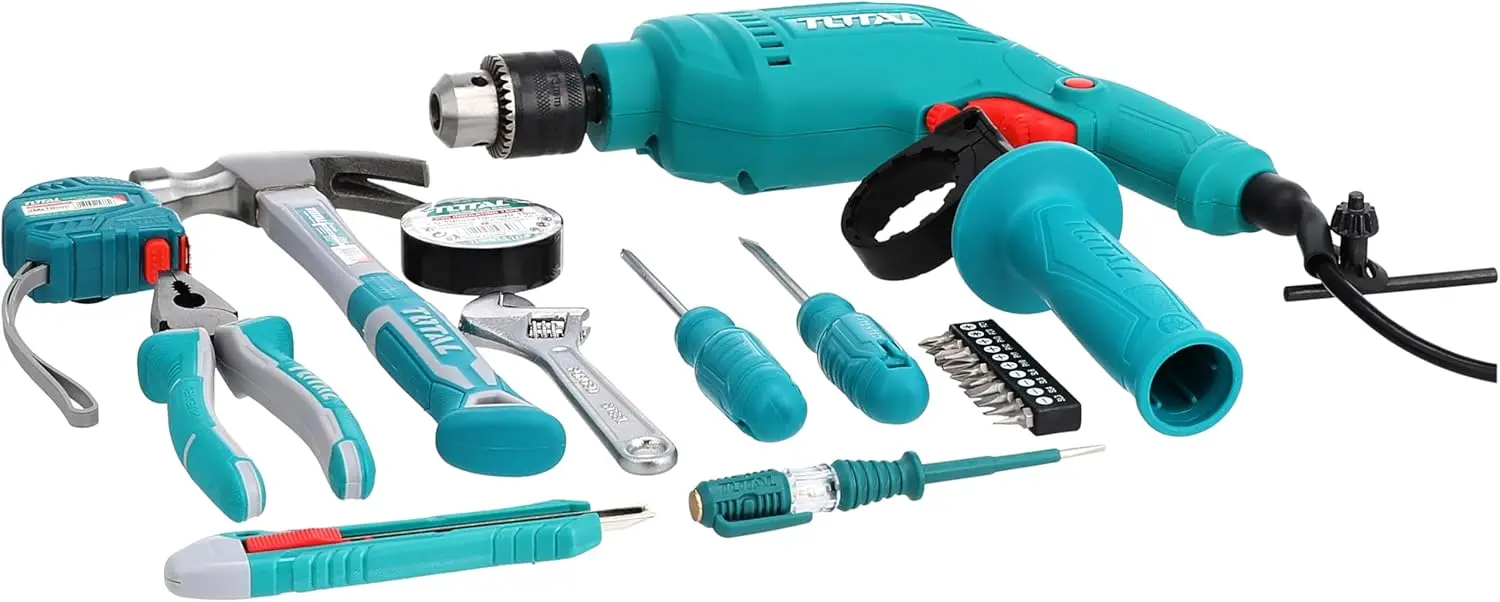 Masina de gaurit cu percutie + set de scule Total THKTHP1152
