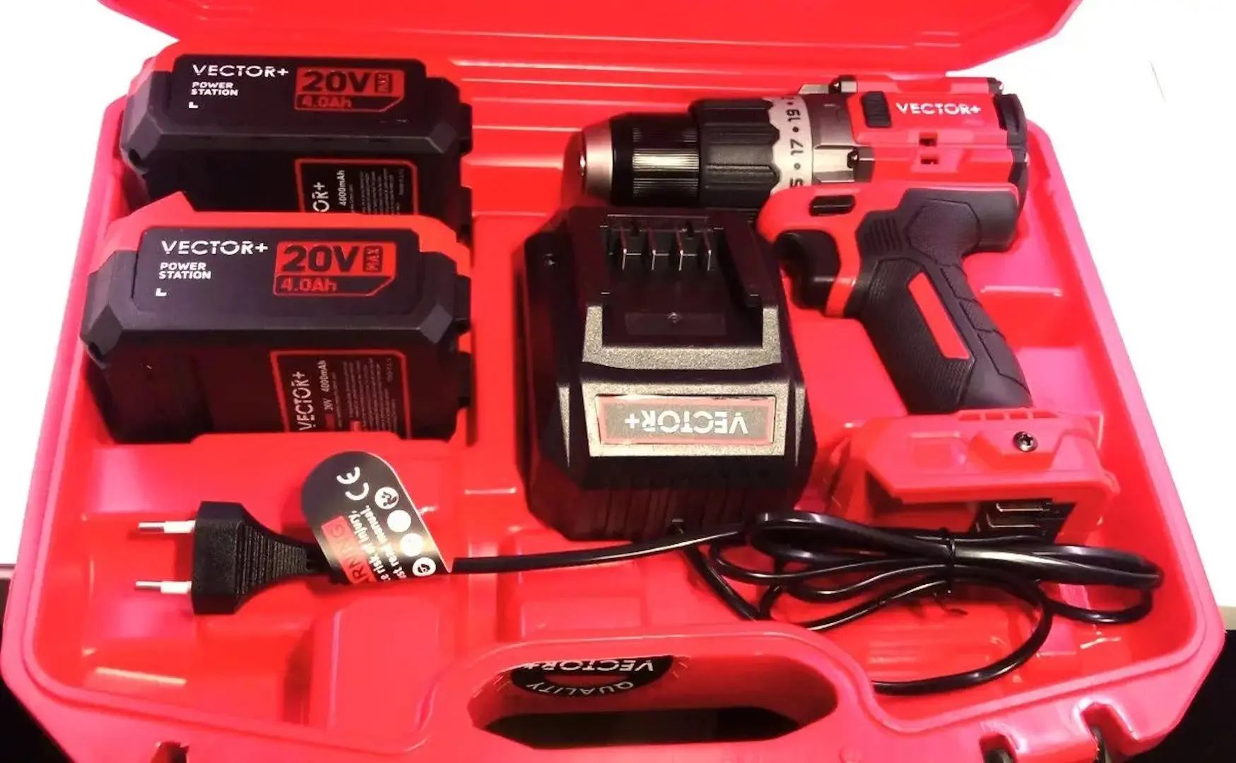 Masina de gaurit si insurubat cu acumulator Vector+ VEB-20250 20V 2x4.0Ah