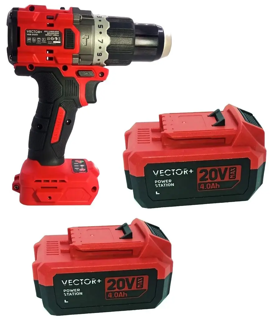 Masina de gaurit si insurubat cu acumulator Vector+ VEB-20250 20V 2x4.0Ah