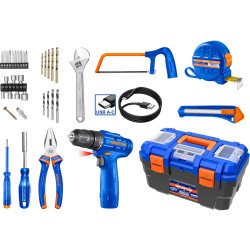 Аккумуляторная дрель-шуруповерт + набор инструментов Wadfow WDT1B77 Thumb