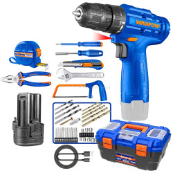 Аккумуляторная дрель-шуруповерт + набор инструментов Wadfow WDT1B77