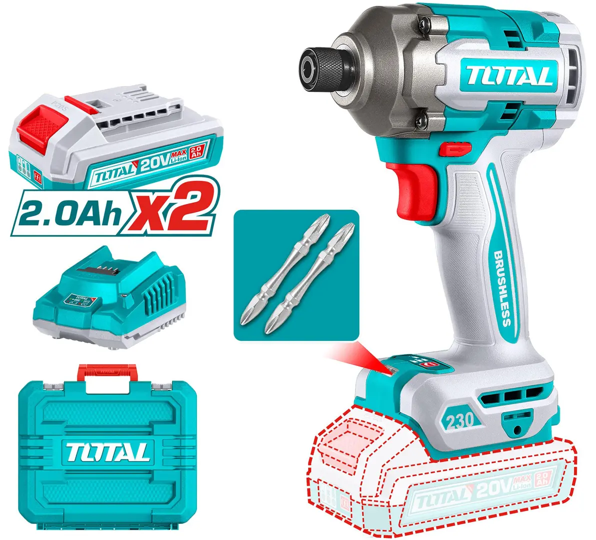 Masina de insurubat cu impact si acumulator Total TIRLI2023