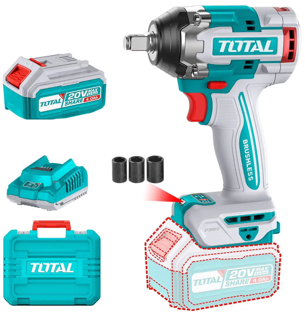 Аккумуляторный ударный гайковерт Total TIWLI2050 2x4.0Ah