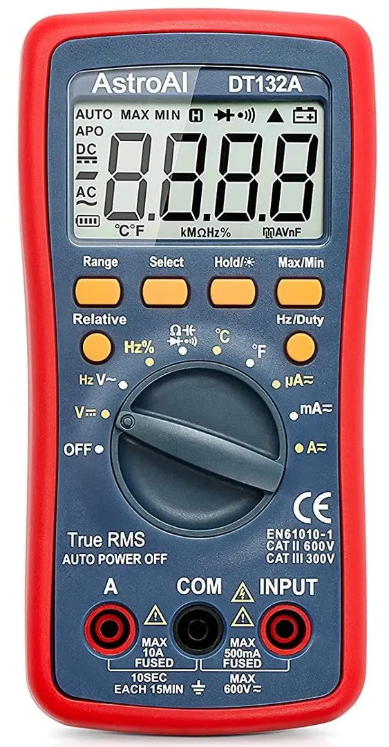 Multimetru digital AstroAI DT132A TRMS 4000 (Black/Red)