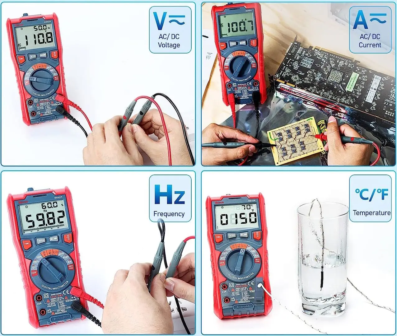 Multimetru digital AstroAI M6KOR (Red)
