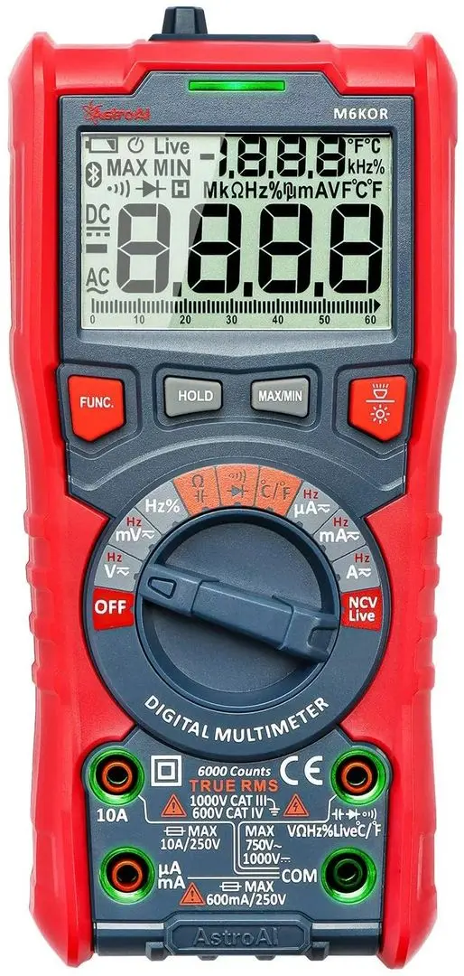 Multimetru digital AstroAI M6KOR (Red)