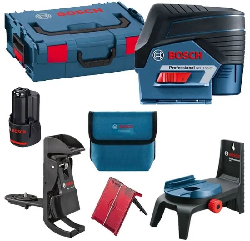 Nivela cu laser Bosch Professional GCL 2-50 C + RM2 + BM 3 + 10.8 V 2.0 Ah + L-BOXX