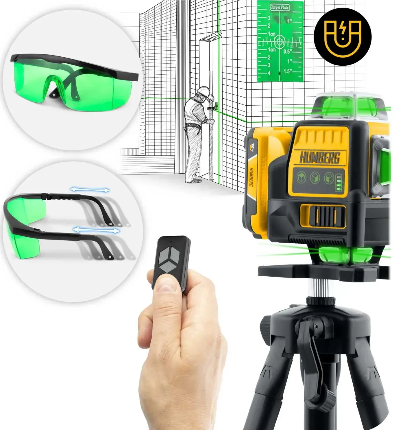 Nivela cu laser Humberg HM-171 517100 (Yellow/Black) - 15