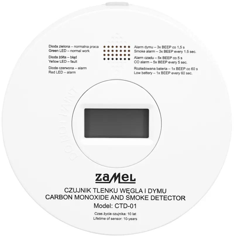 Detector de monoxid de carbon Zamel CTD-01 (White)