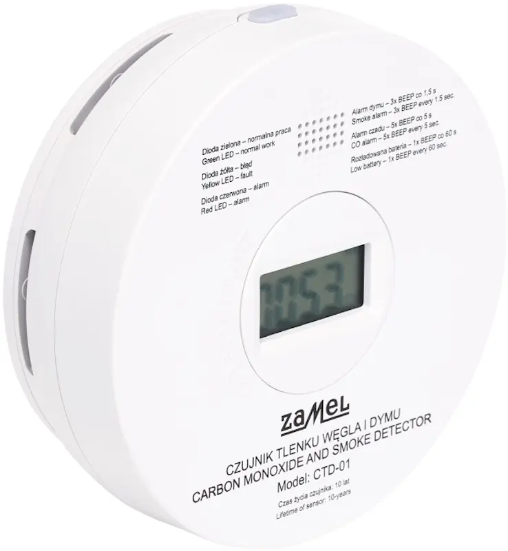 Detector de monoxid de carbon Zamel CTD-01 (White)